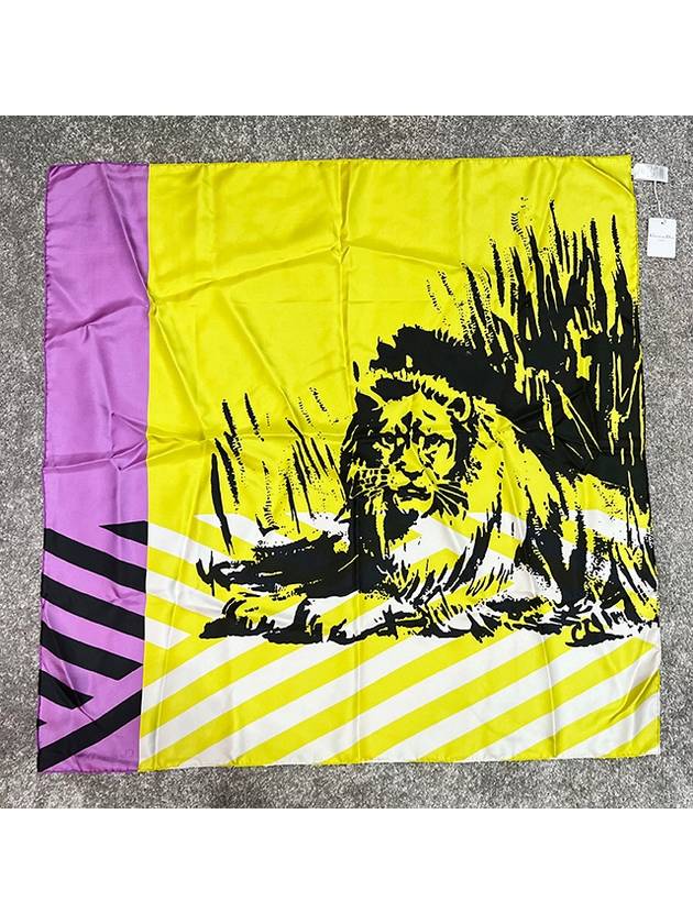 D Jungle Pop Square Silk Scarf Yellow - DIOR - BALAAN 4