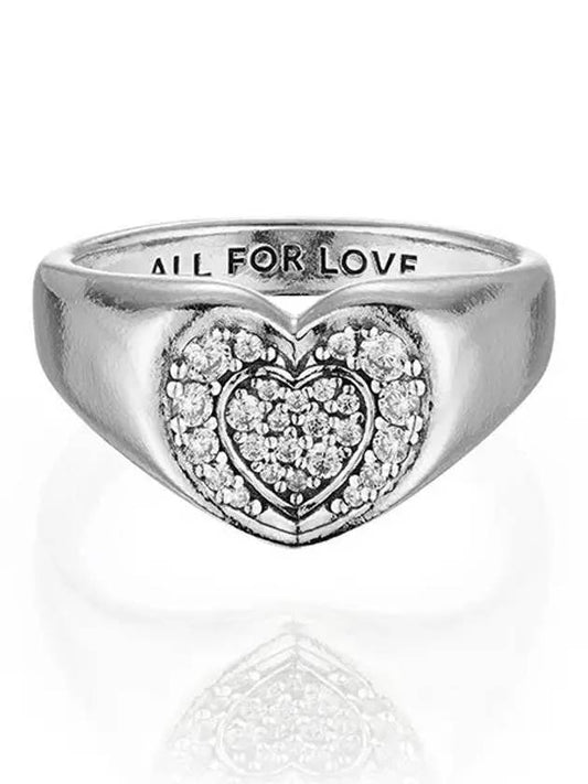 Radiant Heart Pave Signet Ring Sterling Silver - PANDORA - BALAAN 2