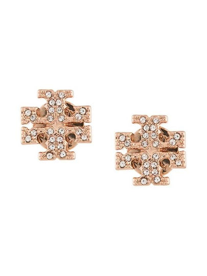 Crystal Logo Stud Earrings Rose Gold - TORY BURCH - BALAAN 2