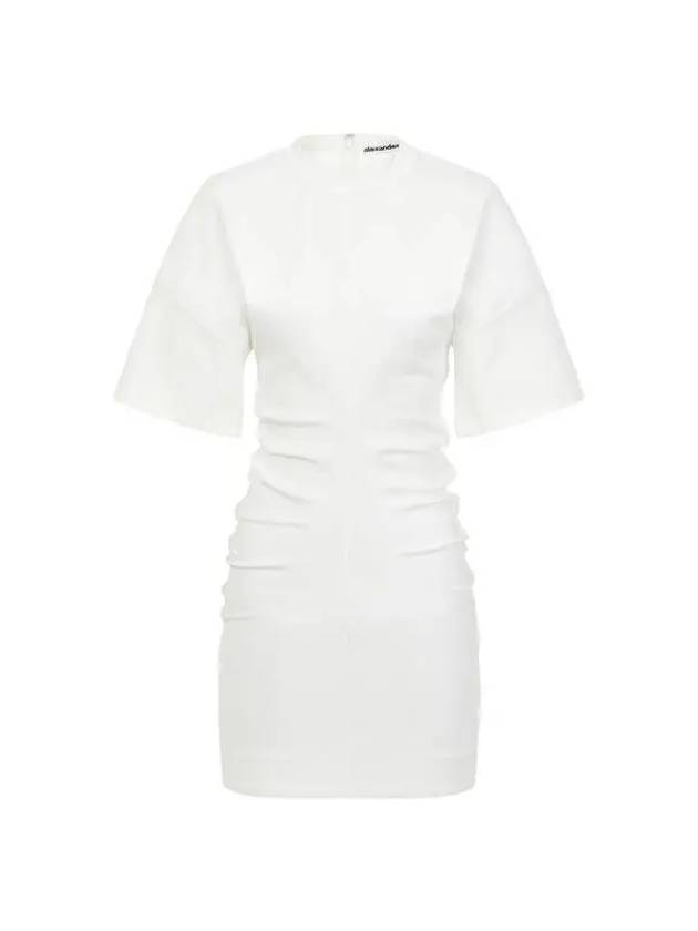 side draped mini dress white - ALEXANDER WANG - BALAAN 1