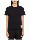 Center Back Stripe Classic Cotton Pique Relaxed Fit Short Sleeve T-Shirt Navy - THOM BROWNE - BALAAN 4