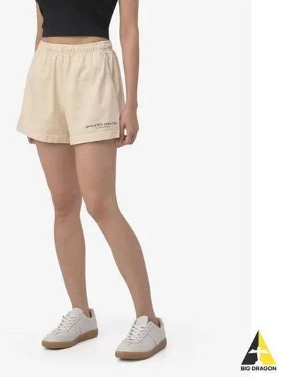 Women's Logo Print Shorts Cream - SPORTY & RICH - BALAAN 2