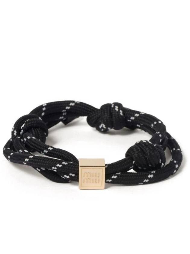 Logo Cord Nylon Bracelet Black - MIU MIU - BALAAN 1