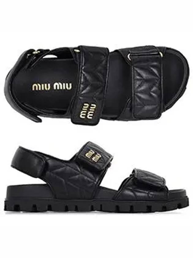 Sporty Matelasse Nappa Leather Sandals Black - MIU MIU - BALAAN 6