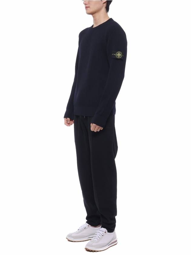 Crewneck Full Rib Wool Knit Top Navy - STONE ISLAND - BALAAN 5