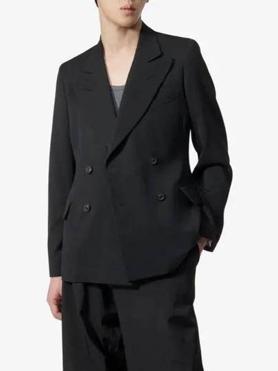 Wool Double Breasted Tailored Jacket Black - MAISON MARGIELA - BALAAN 2