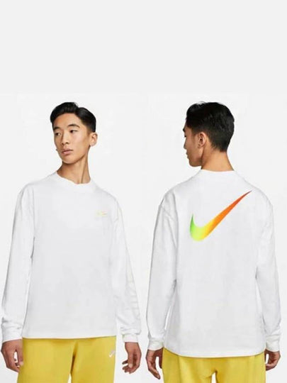 Over Multi Swoosh Crew Neck Long Sleeve T-Shirt White - NIKE - BALAAN 2