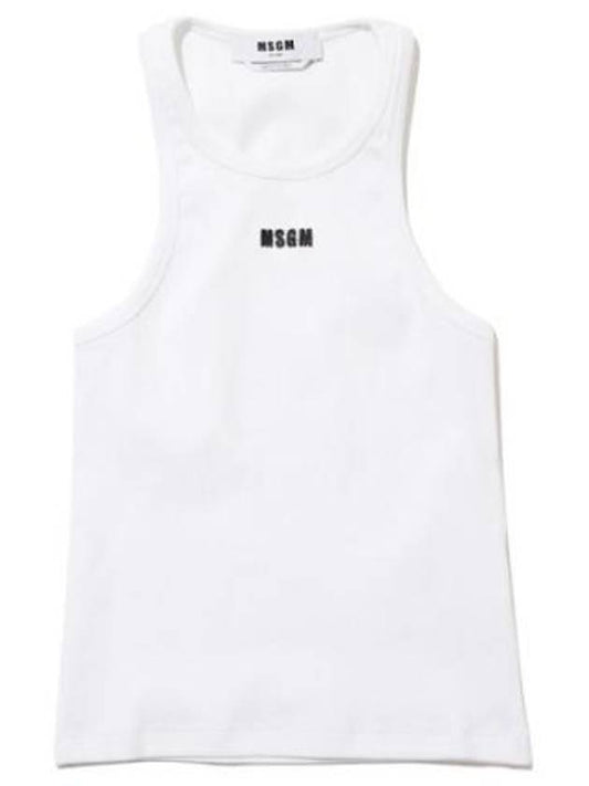 Sleeveless logo embroidered rib tank top - MSGM - BALAAN 1