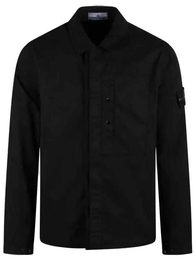 Supima Cotton Twill Over Long Sleeve Shirt Black - STONE ISLAND - BALAAN 2