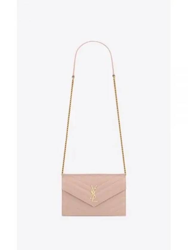 YSL Shoulder Bag Grande Poudre Leather Cassandra Envelope Chain Wallet PALE Pink Bag 742920BOW016920 - SAINT LAURENT - BALAAN 1