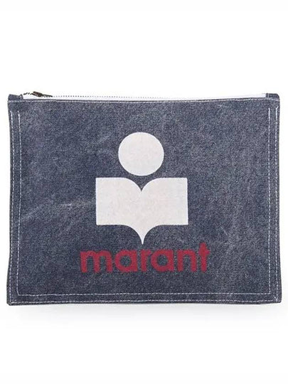 Logo Zipper Pouch Bag Denim Blue - ISABEL MARANT - BALAAN 2