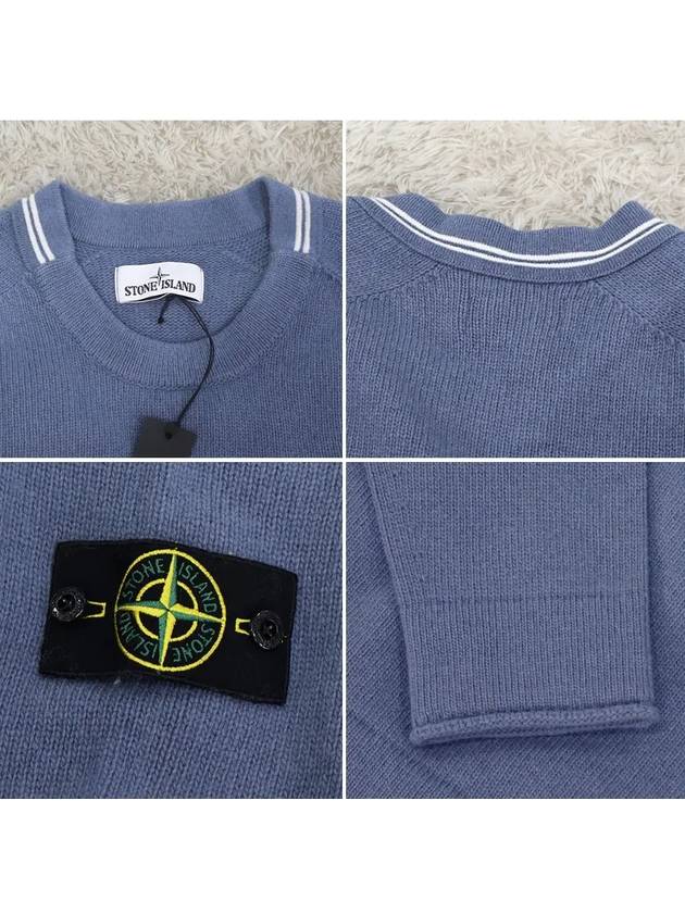 Wappen Patch Wool Knit 513A3 Avio Blue - STONE ISLAND - BALAAN 4