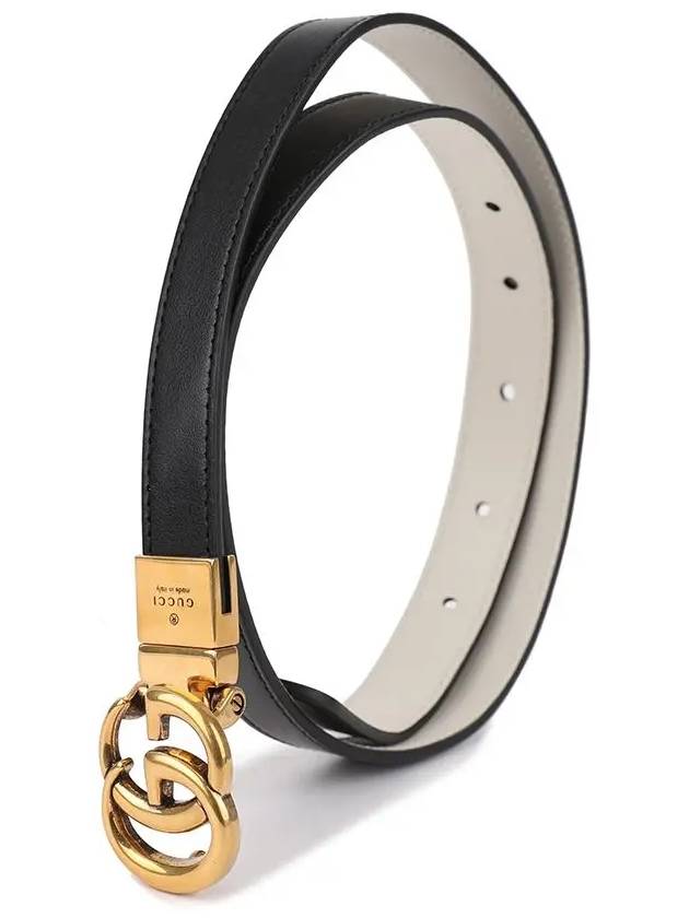 GG Marmont Reversible Thin Belt Black White - GUCCI - BALAAN 3