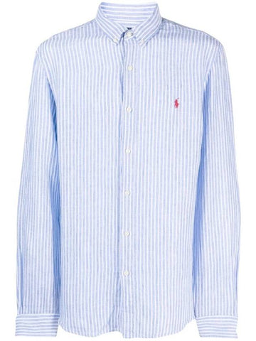 Striped Logo Long Sleeve Shirt Blue - POLO RALPH LAUREN - BALAAN 1