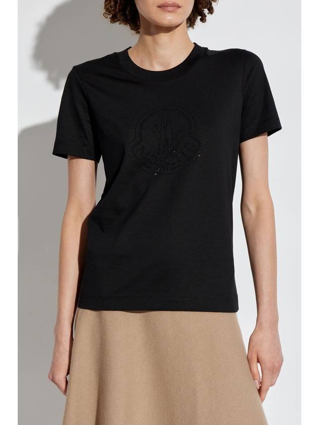 Crystal Logo Short Sleeve T-Shirt Black - MONCLER - BALAAN 4