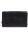 Intrecciato Zipper Around Long Wallet Black - BOTTEGA VENETA - BALAAN 2