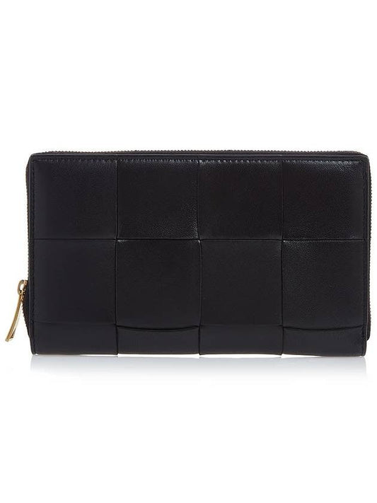 Intrecciato Zipper Around Long Wallet Black - BOTTEGA VENETA - BALAAN 2