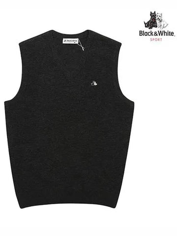 V-neck knit vest 2003GXVWGREY - BLACK&WHITE - BALAAN 1