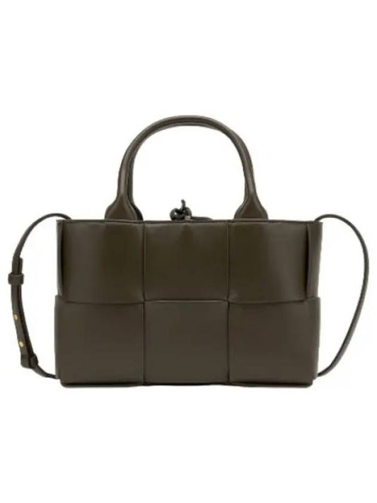 Mini Arco Tote Bag Khaki Dark Praline Handbag - BOTTEGA VENETA - BALAAN 1