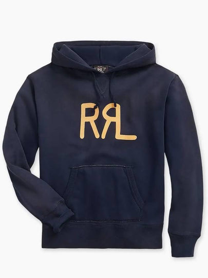 RRL Logo Print Pullover Hoodie Navy - POLO RALPH LAUREN - BALAAN 2