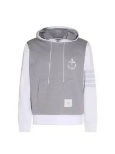 Funmix Lightweight Anchor Loopback 4 Bar Hoodie Grey - THOM BROWNE - BALAAN 2