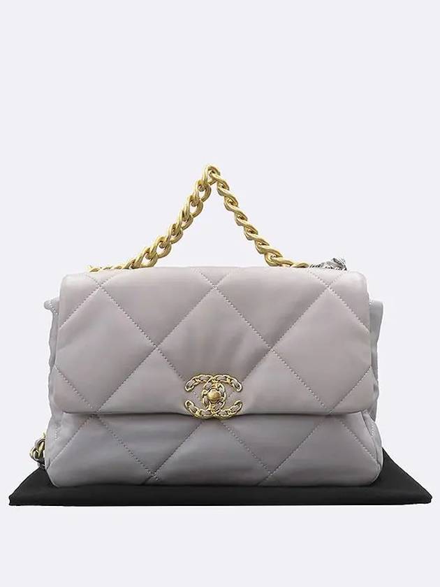 AS1161 Gray Color Nineteen 19 Large Flap Shoulder Bag - CHANEL - BALAAN 1