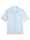 Camp Collar Pocket Cotton Short Sleeve Shirt Sky Blue - AMI - BALAAN 1