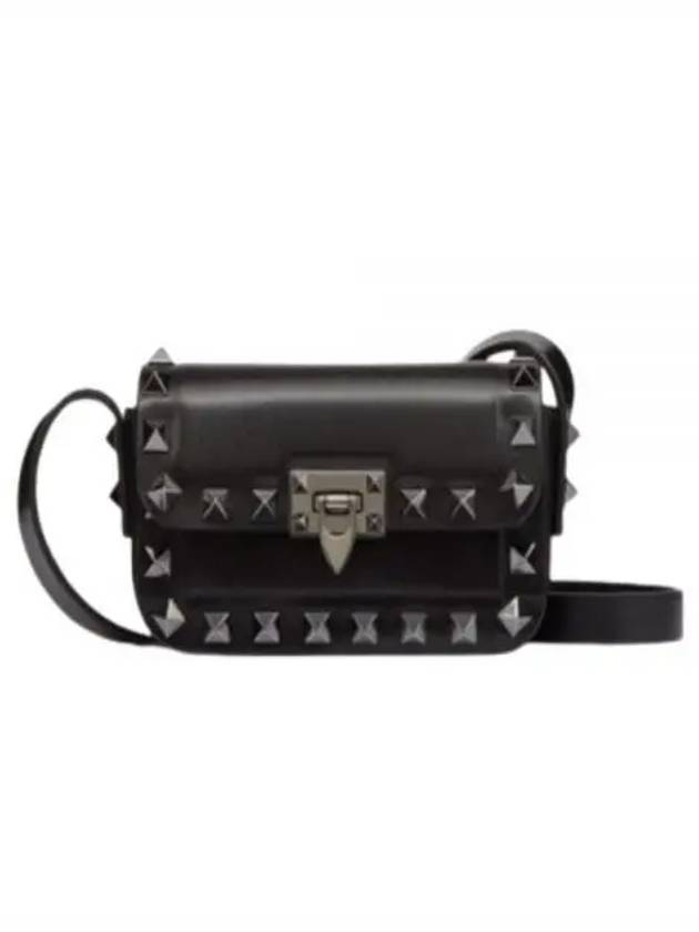 Rockstud Mini Leather Shoulder Bag Black - VALENTINO - BALAAN 2