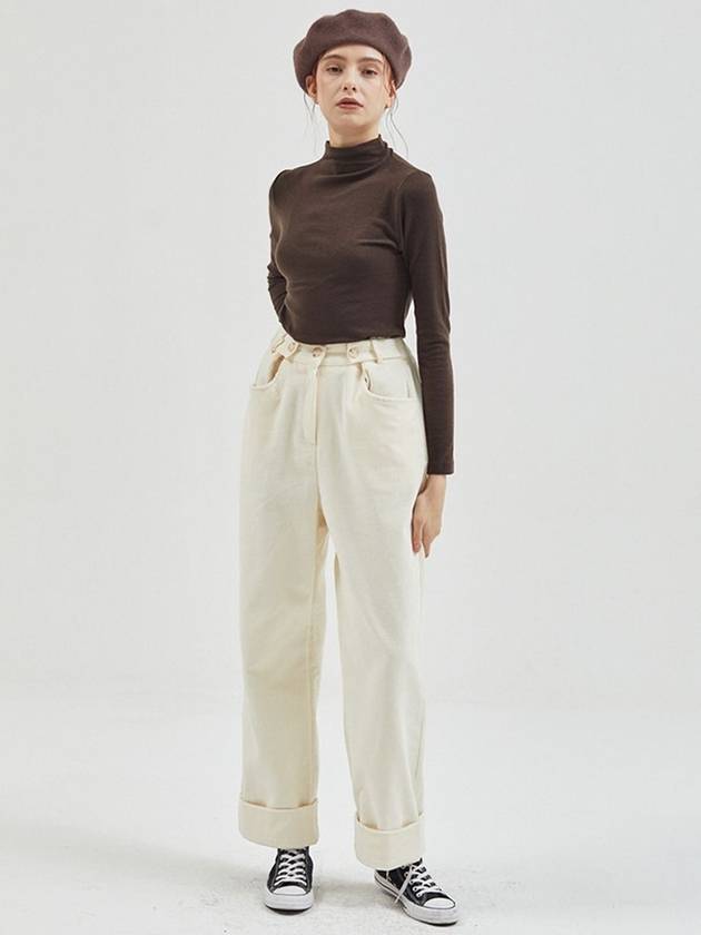 Corduroy Wide Banding Pants Cream - MANAVIS7 - BALAAN 4