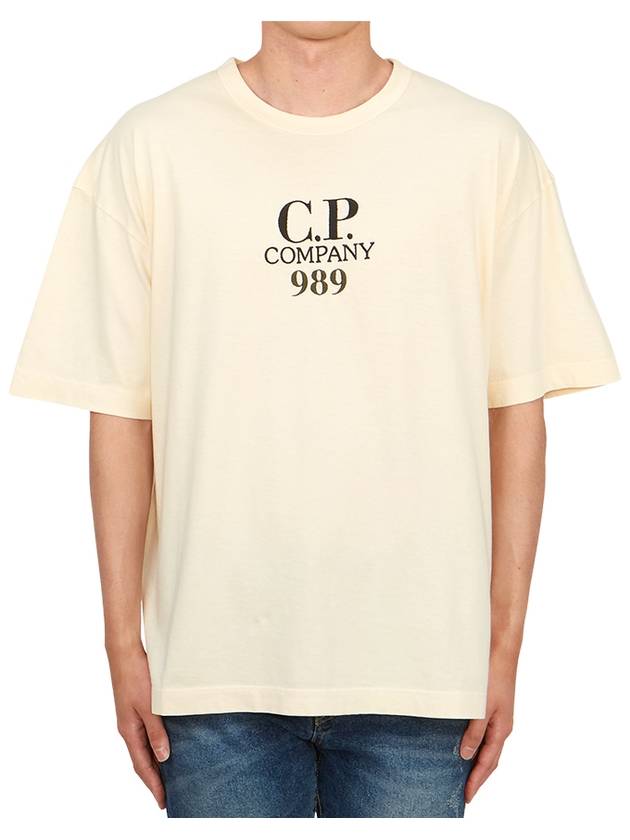 20/1 Jersey Boxy Logo Short Sleeve T-Shirt Beige - CP COMPANY - BALAAN 2