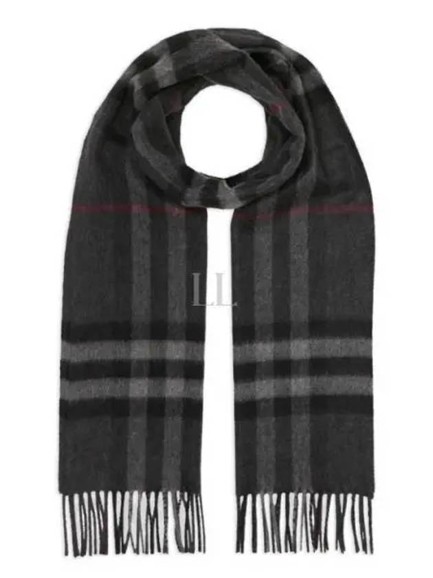 Check Cashmere Scarf Charcoal - BURBERRY - BALAAN 2