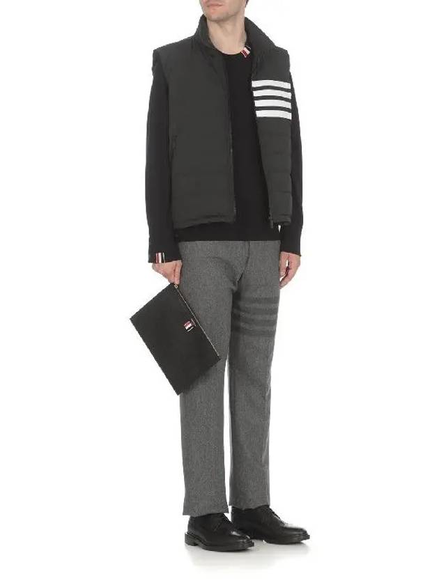 4 Bar Poly Twill Down Vest Charcoal - THOM BROWNE - BALAAN 3