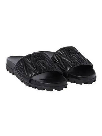 Logo Flat Slippers Black 5XX601 3LM4 - MIU MIU - BALAAN 1