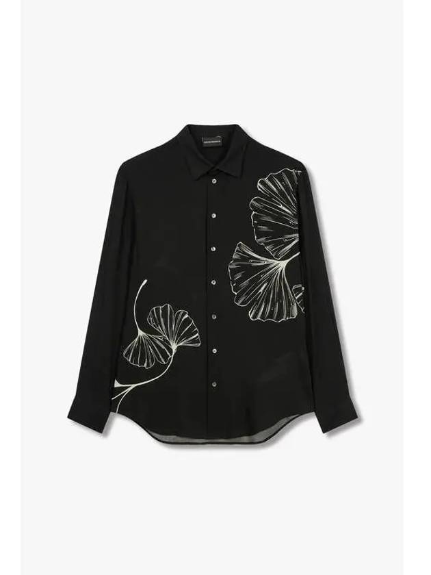 Men s Flower Print Rayon Shirt Black - EMPORIO ARMANI - BALAAN 1