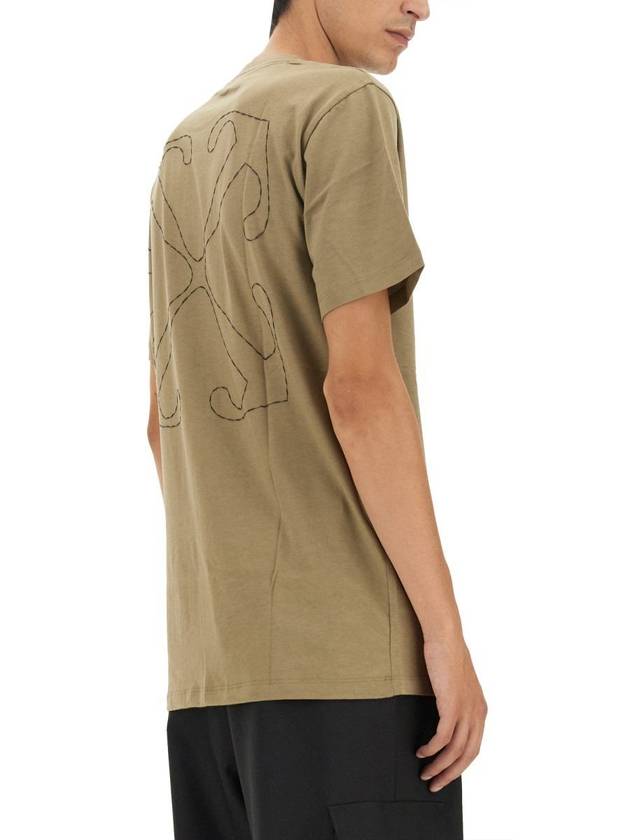 men's logo embroidery short-sleeved t-shirt beige - OFF WHITE - BALAAN 5