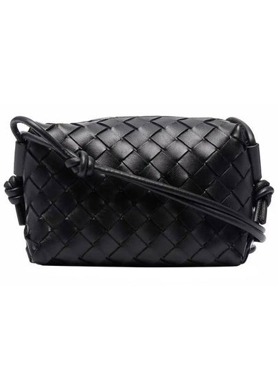 Intrecciato Loop Small Leather Cross Bag Black - BOTTEGA VENETA - BALAAN 2