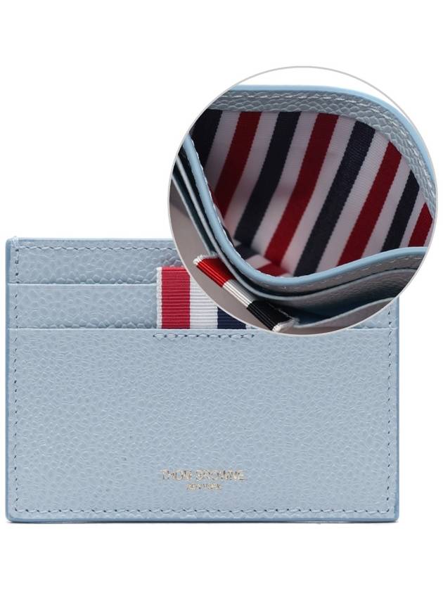 Stripe Note Compartment Pebble Grain Leather Card Wallet Light Blue - THOM BROWNE - BALAAN 2