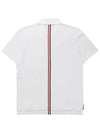 Men's Cotton Pique Center Bag Striped Short Sleeve Polo Shirt White - THOM BROWNE - BALAAN 3