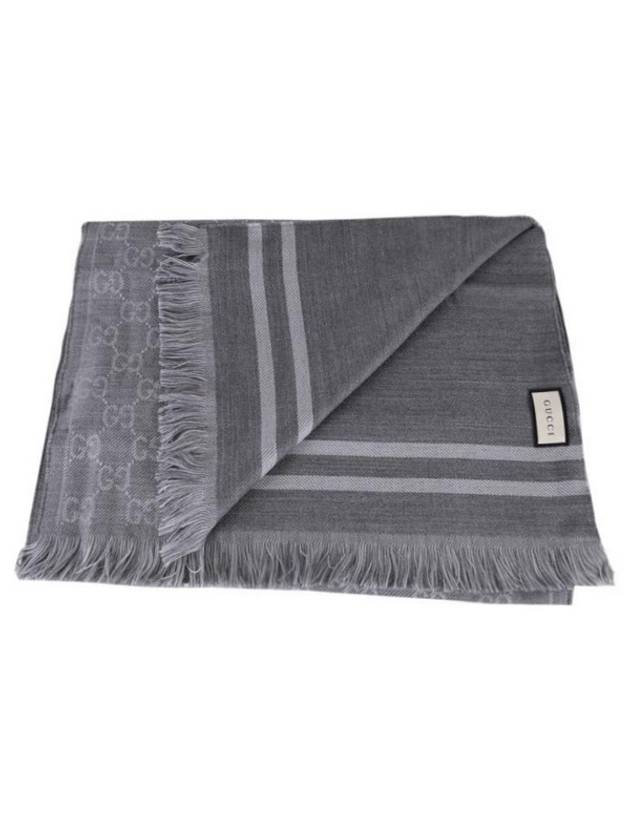 two-tone wool muffler gray - GUCCI - BALAAN.