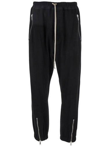 Black Track Pants With Oversized Drawstring In Wool Man - RICK OWENS - BALAAN 1