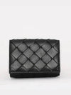 Tiny Tri-Fold Zipper Half Wallet Black - BOTTEGA VENETA - BALAAN 2