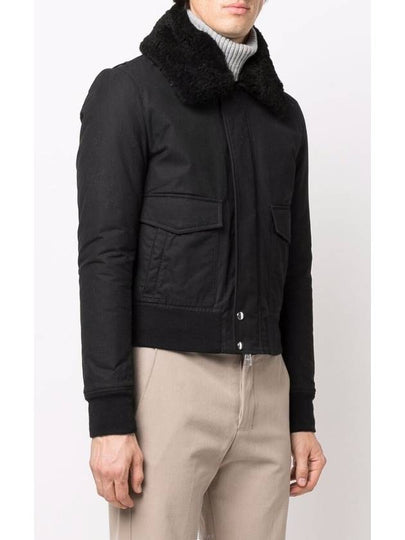 Shearing Trimming Short Bomber Jacket Black - AMI - BALAAN 2