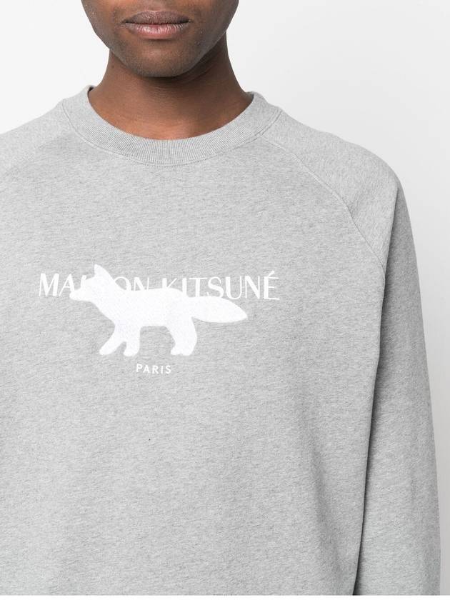 Fox Stamp Logo Cotton Sweatshirt Grey - MAISON KITSUNE - BALAAN 7