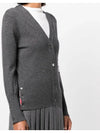 4-Bar V-Neck Cashmere Cardigan Grey - THOM BROWNE - BALAAN 3