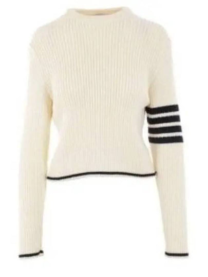 4 Bar Stripe Cable Knit Top White - THOM BROWNE - BALAAN 2