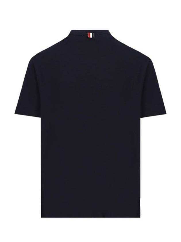 Men's Side Slit Relaxed Short Sleeve T-Shirt Navy - THOM BROWNE - BALAAN 4