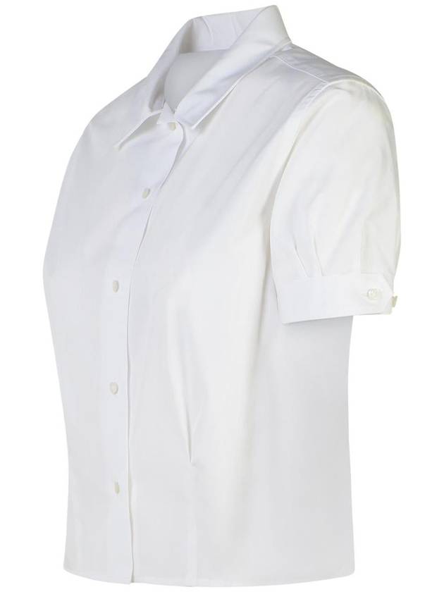 Women's Grosgrain Pintuck Crop Short Sleeve Shirt White - THOM BROWNE - BALAAN 3