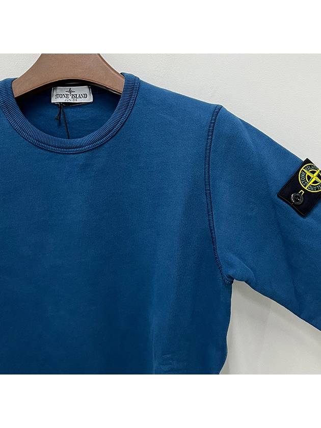 Kids Organic Cotton Fleece Sweatshirt Blue - STONE ISLAND - BALAAN 5