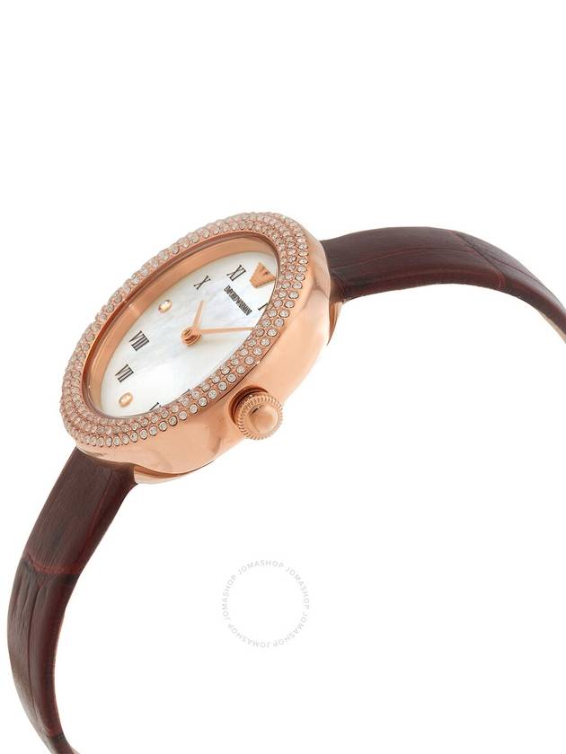 Women's Mother Of Pearl Dial Leather Watch Red - EMPORIO ARMANI - BALAAN 3