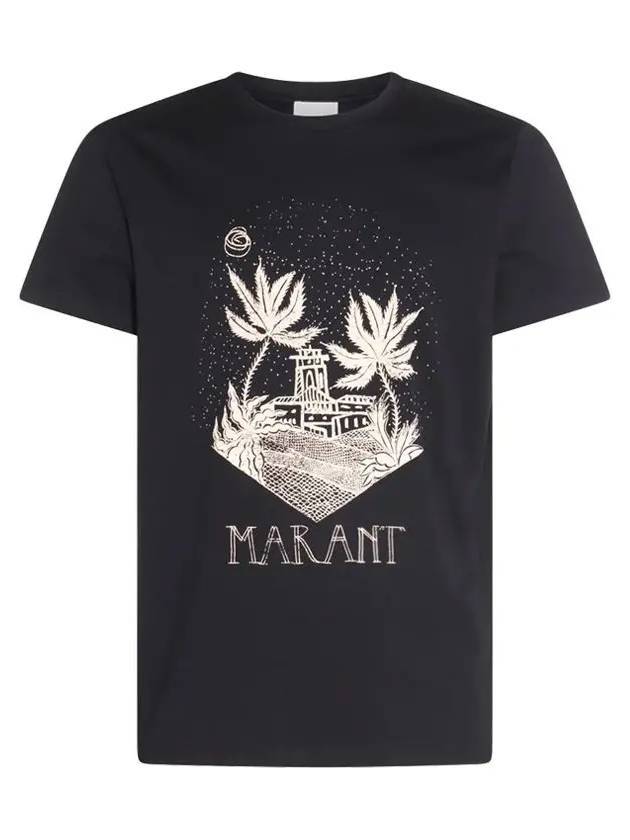 Zafferh Graphic Print Cotton Short Sleeve T-Shirt Black - ISABEL MARANT - BALAAN 1